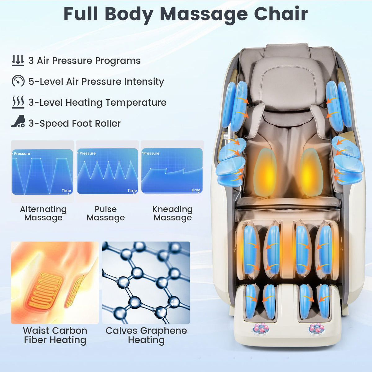 3D THERAPY 36 SL Track 3D Massage Chair Full Body Zero Gravity Massage with Airbags