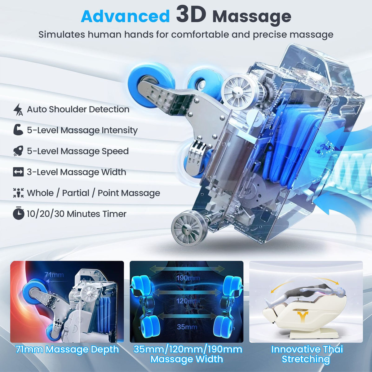 3D THERAPY 36 SL Track 3D Massage Chair Full Body Zero Gravity Massage with Airbags