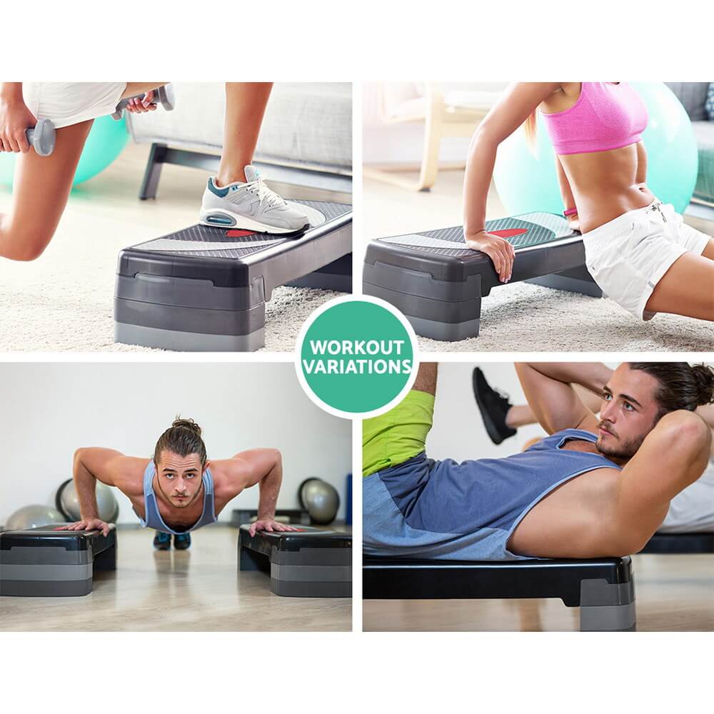 Adjustable Aerobic Step Bench Everfit Fitness Exercise, Total Body Workout, Convenient & Portable, 3-Level Heights, Safe & Sturdy, Suitable for All Fitness Levels