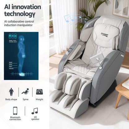 Gray auto full-body massage programs Massage with AI innovation technology features 