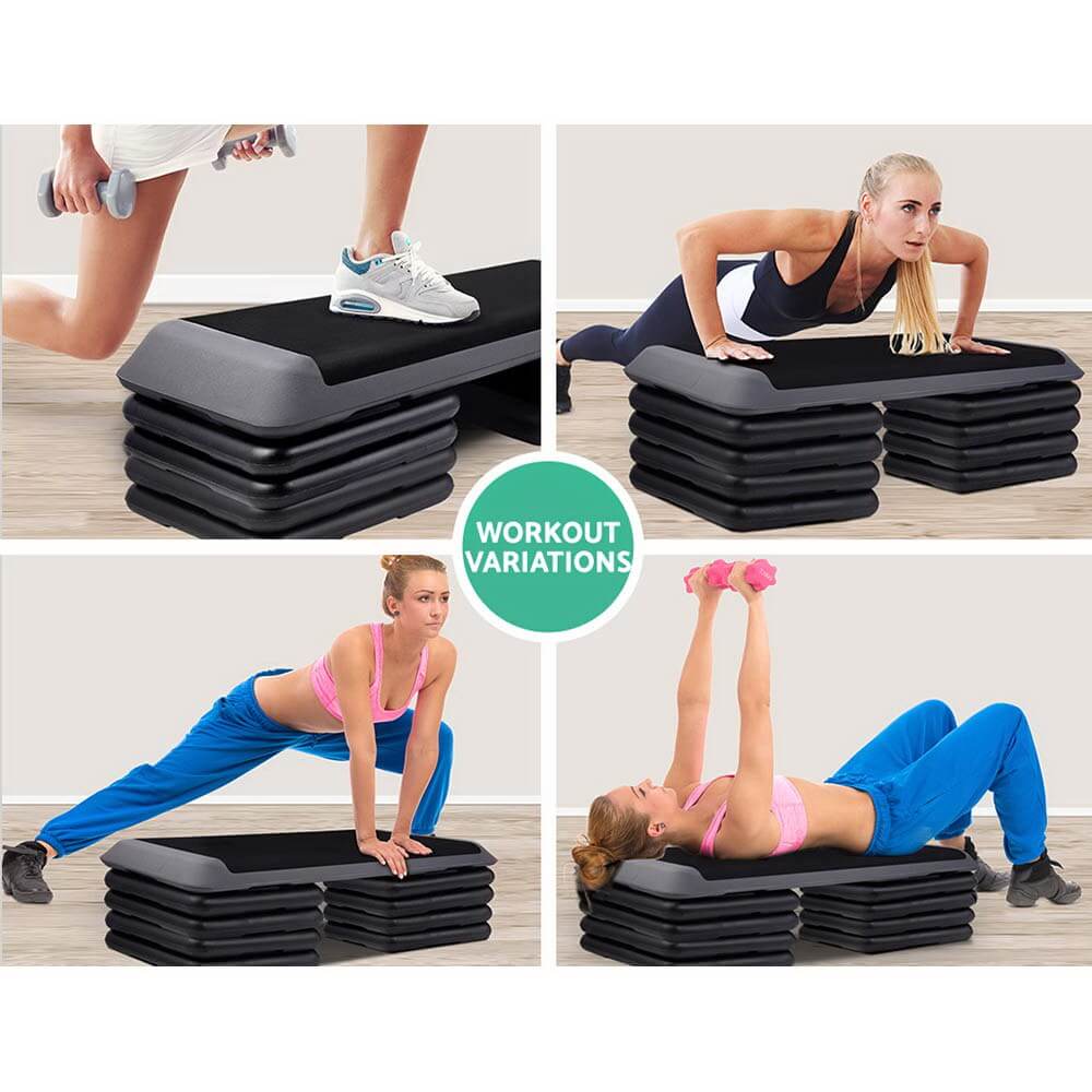 Maximize Your Workouts with Step Riser Set Everfit Set of 4 Aerobic Step Risers, Height Increase by 5cm, Stable and Safe Design with Non-Skidding Pads, Home and Commercial Use