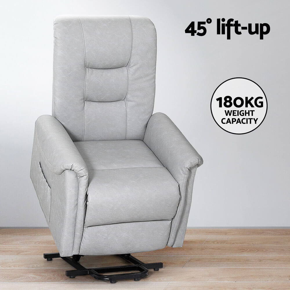 Gray lift support Lift Massage chair with 45-degree lift-up feature and 180KG weight capacity